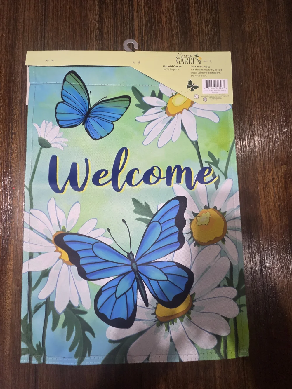 Blue Butterfly Welcome Decorative Garden Flag